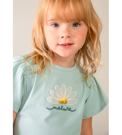 dětské zelené tričko s kytičkou Mayoral 3004-64