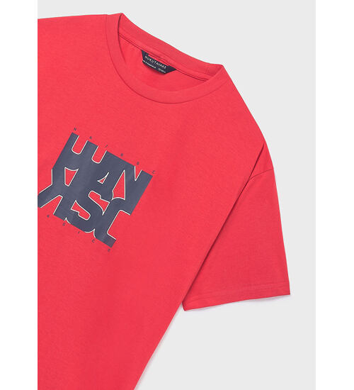 červené chlapecké tričko s potiskem Mayoral 840-61