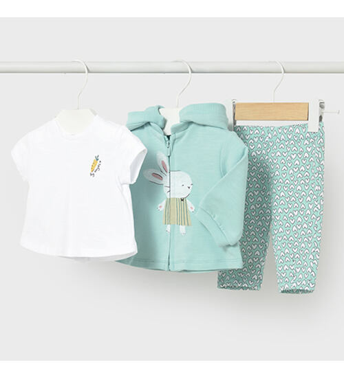 Mayoral komplet 3 kusy s mikinou s obrázkem zajíčka 1826-70