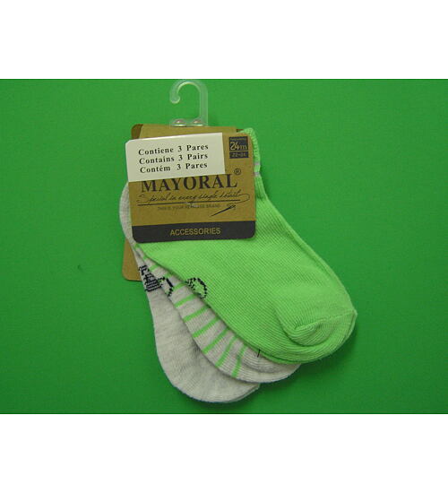 Mayoral nízké ponožky - 3 páry v balení zelenošedé