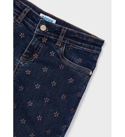 dětské džínové kalhoty skinny s kytičkami Mayoral 4504-65