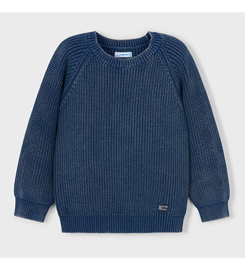 dětský svetr s hrubým vzorem jednobarevný modrý Mayoral