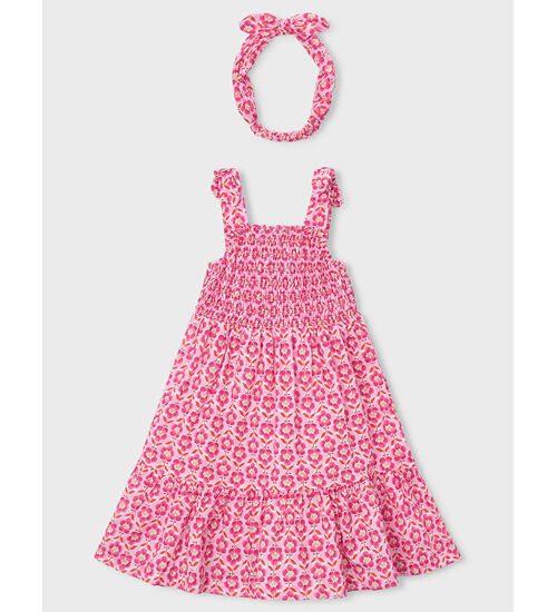 dětské letní šaty růžové s čelenkou Mayoral 3942-55