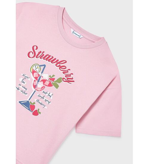 růžové letní triko s potiskem Mayoral 6011-15