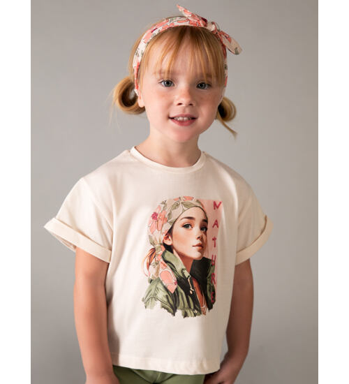 dětské dívčí tričko s potiskem a čelenkou Mayoral