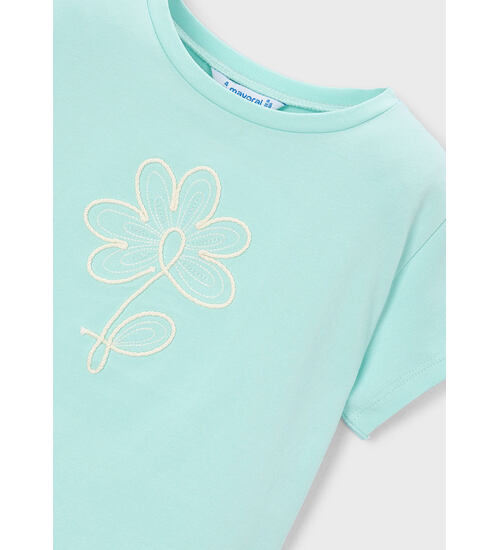 dětské letní tričko mentolové s kytičkou Mayoral 174-60
