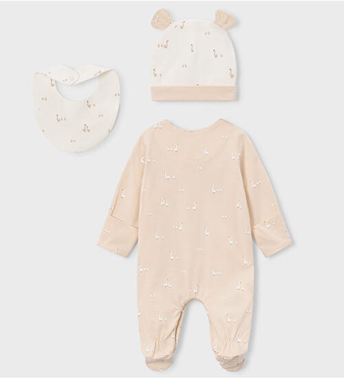 neutrální kojenecká souprava se slintáčkem a čepičkou Mayoral 1728-80