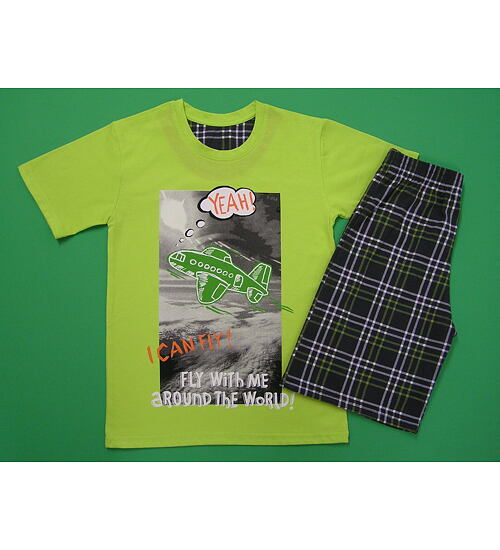 chlapecké letní pyžamo Cornette vel. 134-140 a 146-152 zelenošedá