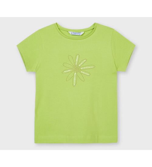 zelené dětské dívčí triko se třpytivou kytičkou Mayoral 174-13