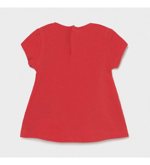 červené letní tričko s třpytivým obrázkem pro holčičky Mayoral 1088-56