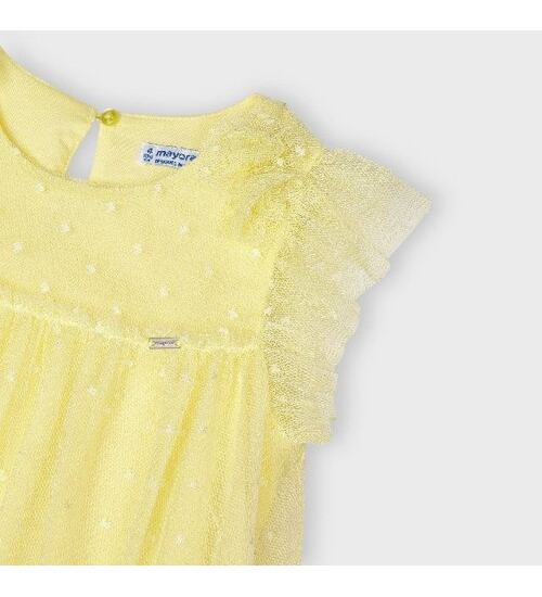 tylové žluté dětské šaty Mayoral 3913