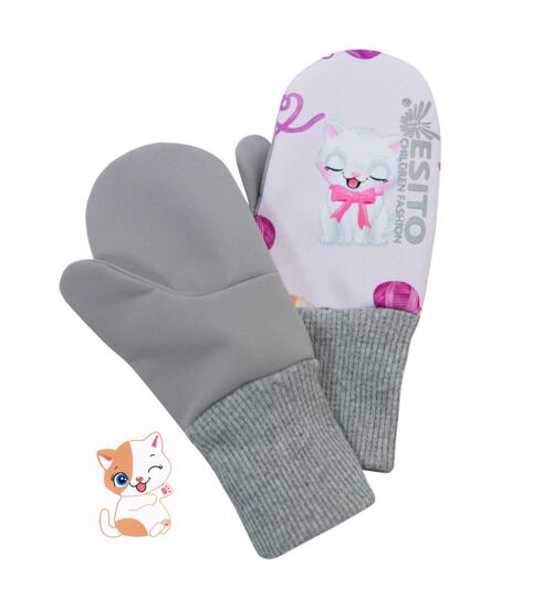 dětské softshellové rukavice Esito s kočičkou