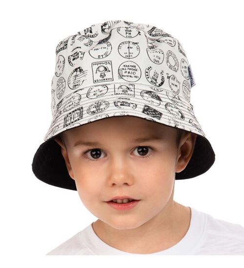 chlapecký letní klobouk oboustranný s potiskem razítek