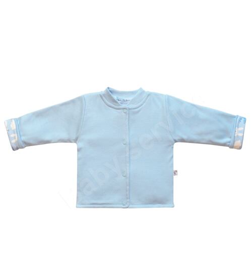 modrý oboustranný kojenecký kabátek