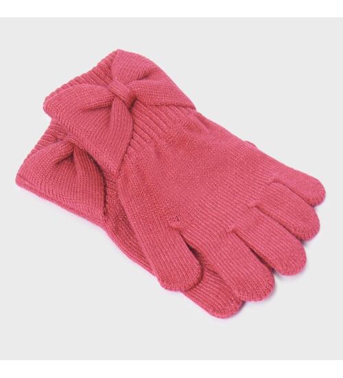 dívčí růžové pletené rukavice