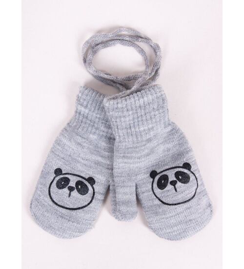 chlapecké pletené palčáky šedé s pandou