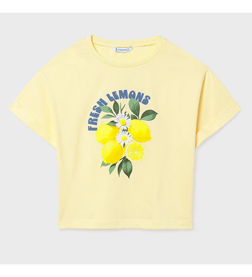 letní žluté dívčí triko Mayoral crop top