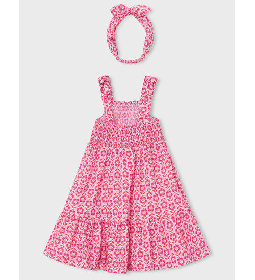 dětské letní šaty růžové s čelenkou Mayoral 3942-55
