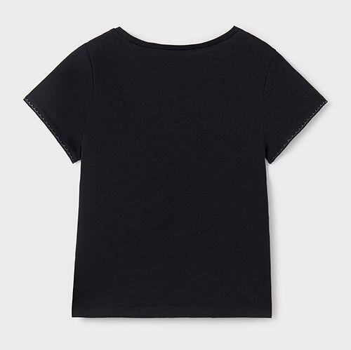 dívčí černé tričko s výšivkou Mayoral 6007-34