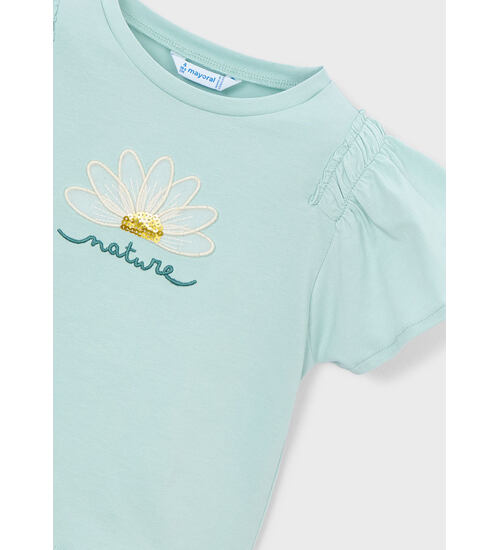 dětské zelené tričko s kytičkou Mayoral 3004-62