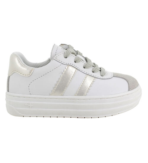 dívčí bílé tenisky sneakers kožené šněrovací se zipem Primigi 1425066