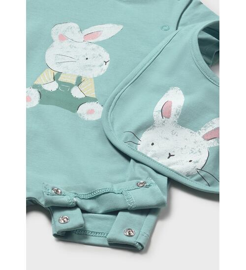 letní overálek a slintáček se zajíčkem v kompletu Mayoral 1721-16