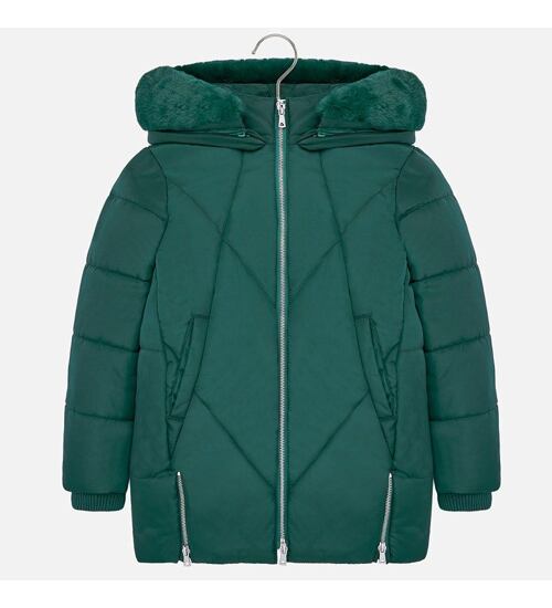 zimní kabát dívčí lahvově zelený 