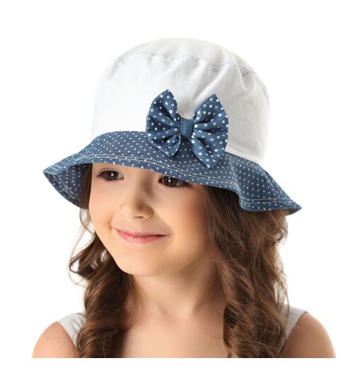 dívčí letní plátěný klobouk s mašličkou