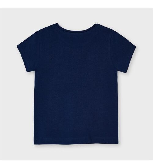 modré dětské dívčí triko se třpytivou kytičkou Mayoral 174-19