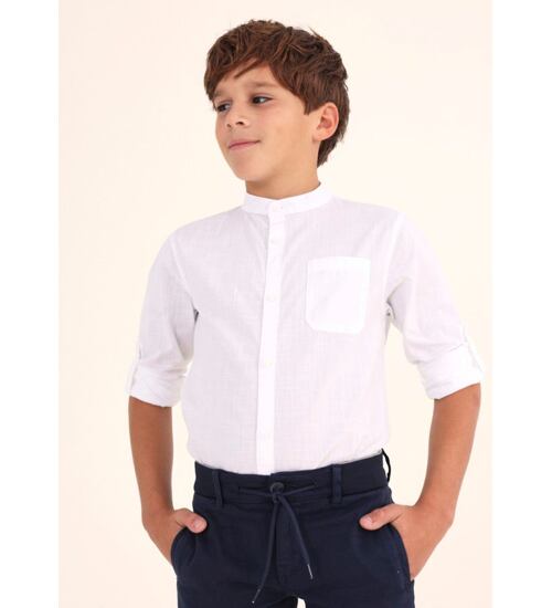 chlapecká bílá košile s mao límcem Mayoral 6115-77