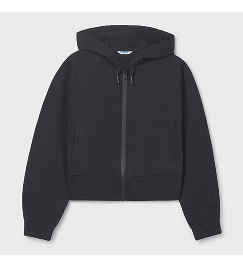 Dívčí crop top mikina se zipem, kapucí a kapsami Mayoral.