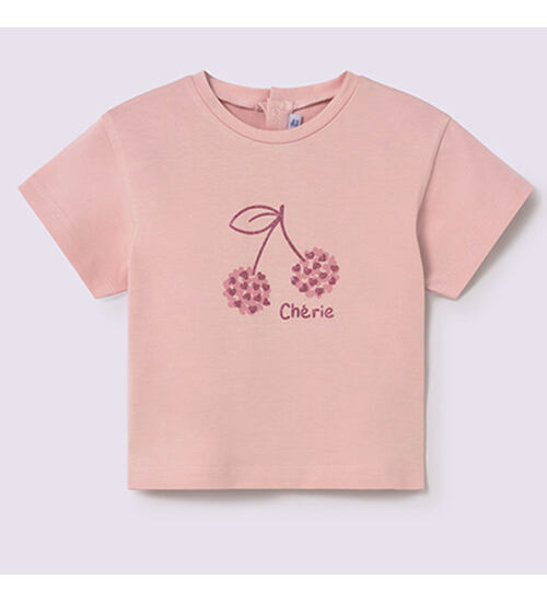 dětské tričko s třpytivým obrázkem třešně Mayoral basic 105-77