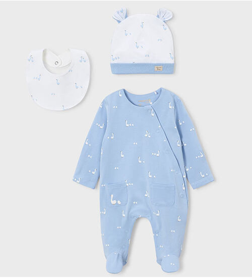 kojenecká souprava se slintáčkem a čepičkou pro chlapečka Mayoral 1728-81