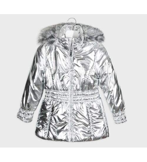 dívčí stříbrný zimní kabát