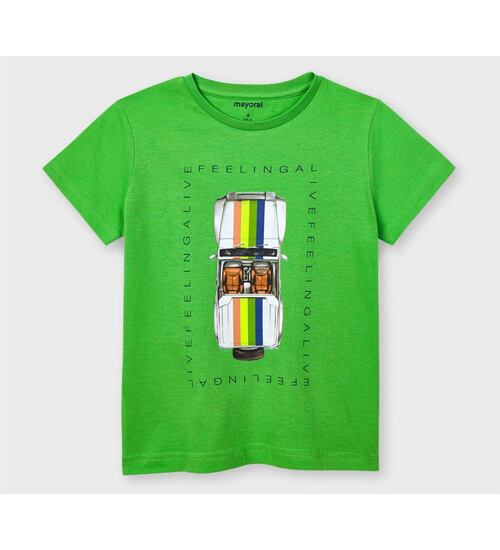 dětské bavlněné zelené triko s autem Mayoral 3039