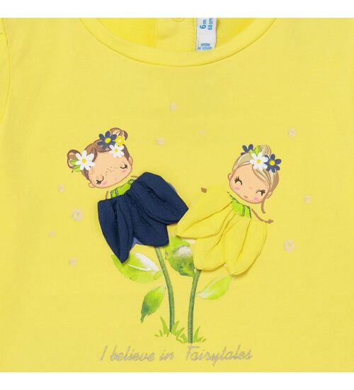 žluté letní tričko květinové panenky Mayoral 1079-59
