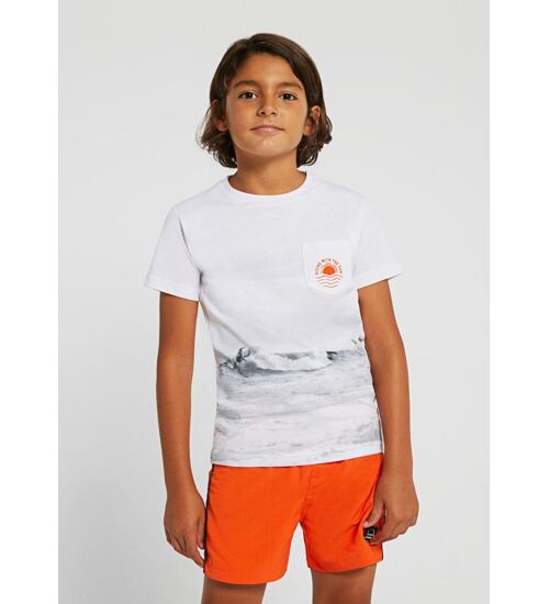 chlapecké bílé letní triko s obrázkem Mayoral 6019-10