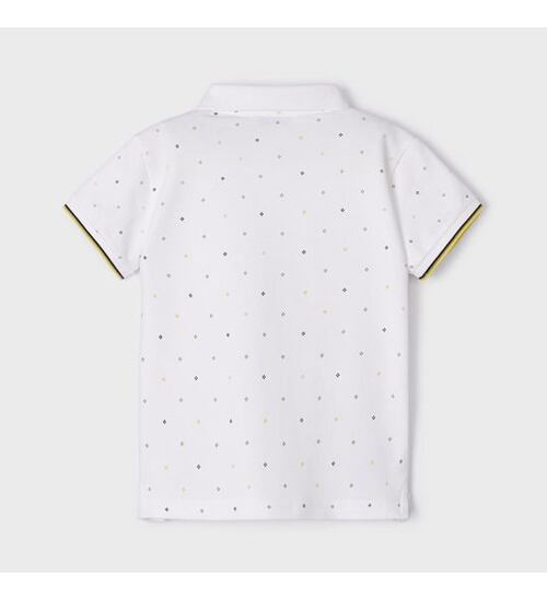 dětské tričko s límečkem bílé se vzorečkem Mayoral 3150-27