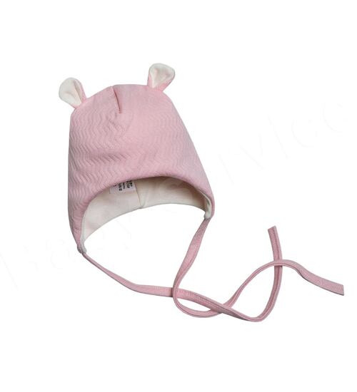 bavlněná zavazovací čepička Baby service růžová