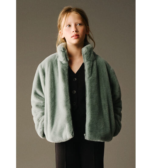 plyšová bunda dívčí Mayoral v zelené barvě