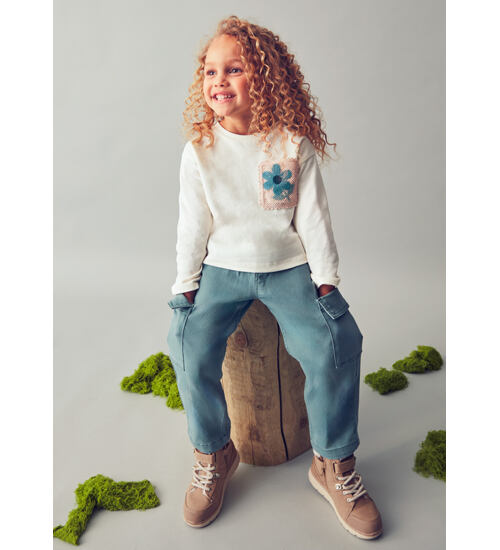 Mayoral dětské triko s dlouhým rukávem a vyšívanou kapsičkou