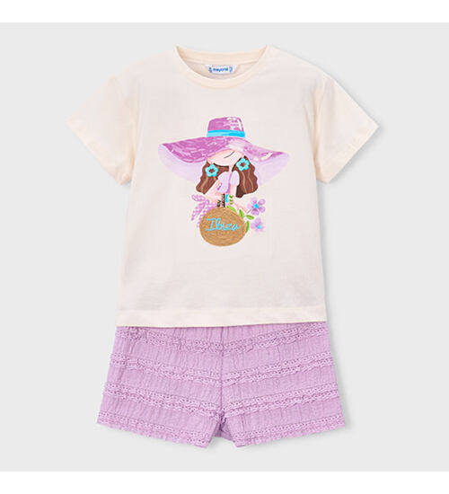 dětské tričko s obrázkem a šortky s kanýrky v kompletu Mayoral 3231-76