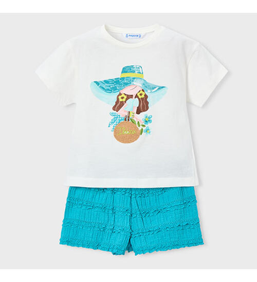 dětské tričko s obrázkem a šortky s kanýrky Mayoral 3231-74