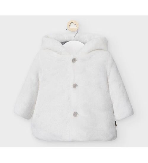 bílý plyšový kabátek pro miminko