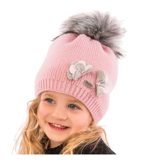 dětská zimní pletená růžová čepice Marika Dziana 157 D