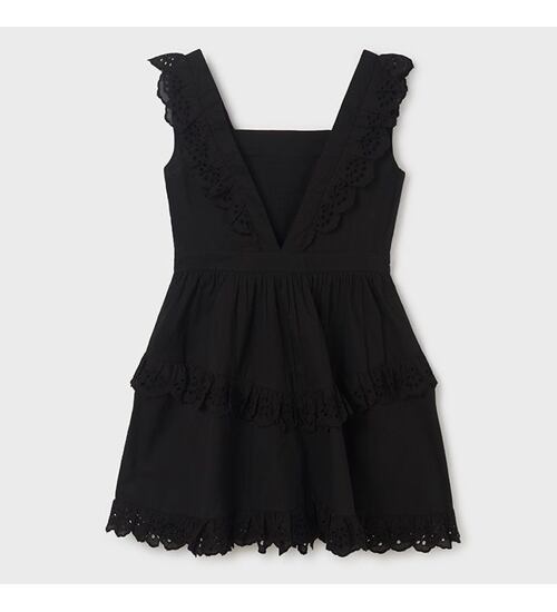 dívčí černé bavlněné šaty s madeirou Mayoral 6918-58