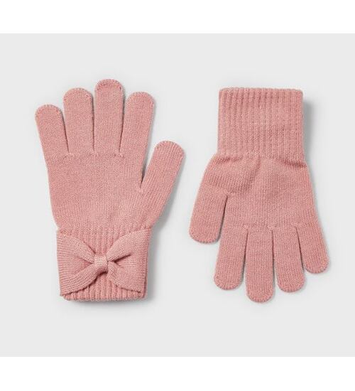 dětské růžové pletené prstové rukavice