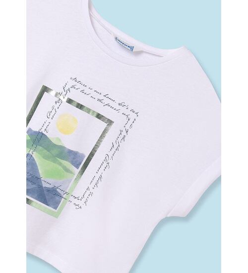 dívčí bílé crop triko s obrázkem Mayoral 6013-54
