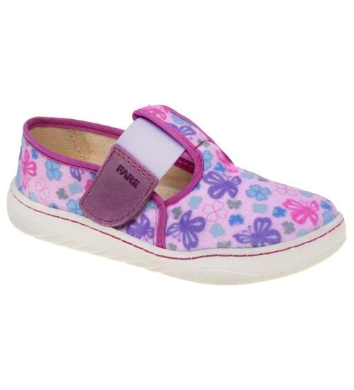 dívčí bačkory barefoot Fare Mid-Wide 7101453 s kytičkami a motýly