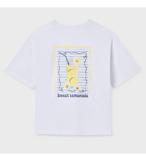 bílé letní triko s potiskem na zádech Mayoral 6011-16